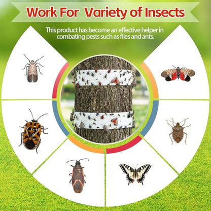 6 Rolls Spotted Lantern Fly Tree Trap, 30 ft Each, Outdoor Ant Trees Wrap