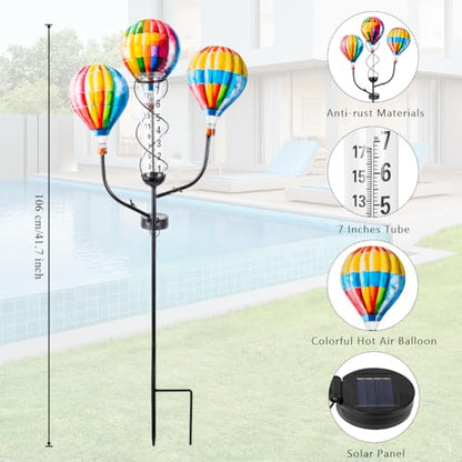 Solar Rain Gauge, Hot Air Balloon Rain Gauge Outdoor