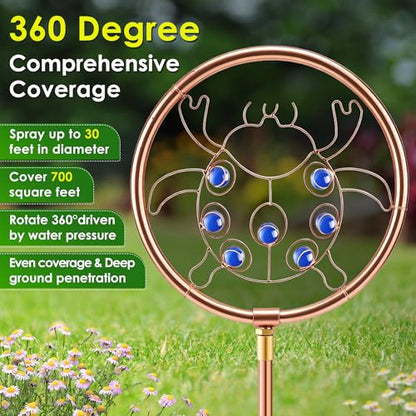 34" Ornamental Sprinkler, 360° Rotating, Ladybug - style: Ladybug
