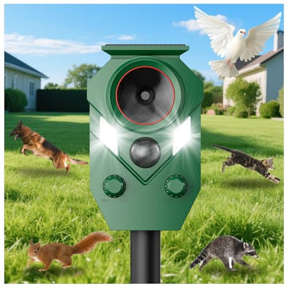 Solar Ultrasonic Animal Repeller Outdoor, Motion Sensor