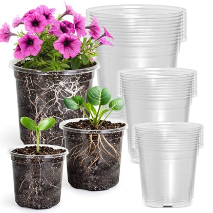 MIXC Clear Nursery Pots with Drainage Holes, 5/4/3.5 Inch 30 Pack - size: 3.5/4/5 Inch-30 Pack