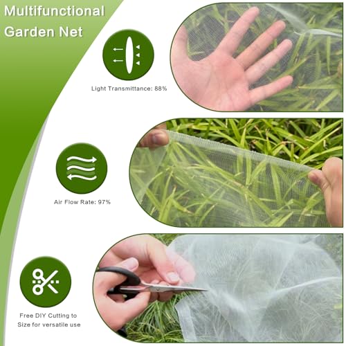 Garden Netting, 4'x10' Fine Mesh Plant Net, Guard Veggies, Fruits & Flowers - size: 4'x10'