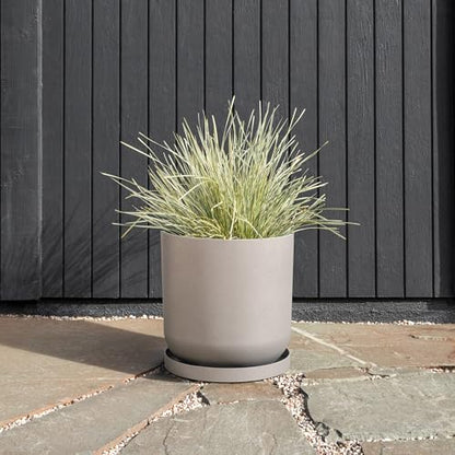 Veradek Mason Series Lima Planter & Drip Tray - Large Round Outdoor Planter - color: Gray, size: 15 inches - 2 Pack with Saucers