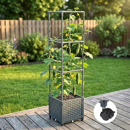 Tomato Planter Box with Trellis 41.3", Tomato Garden Bed with Planters Cage - size: 9.84*9.84*41.3 inch