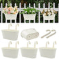 11 Inch Railing Planter Box, 5 Pack Metal Hanging Planters with Hooks - color: White
