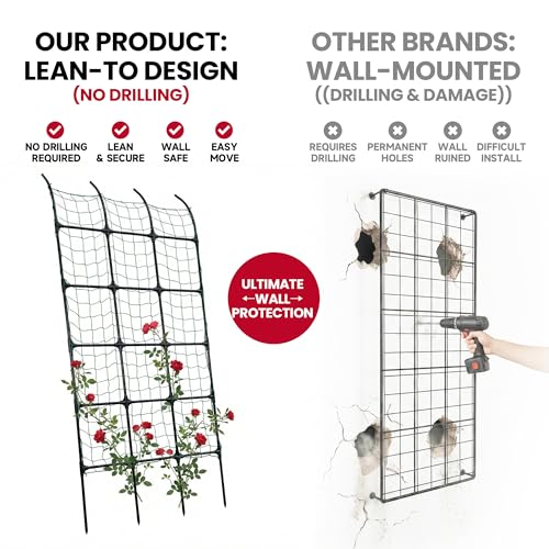 7.2 ft No-Drill Leaning Garden Trellis for Climbing Plants
