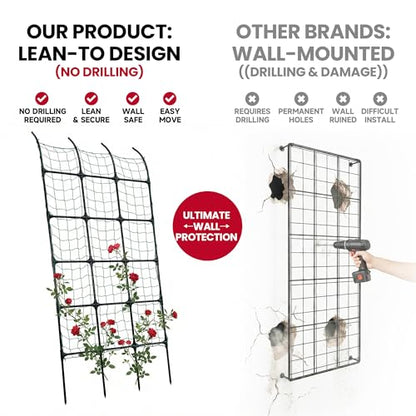7.2 ft No-Drill Leaning Garden Trellis for Climbing Plants