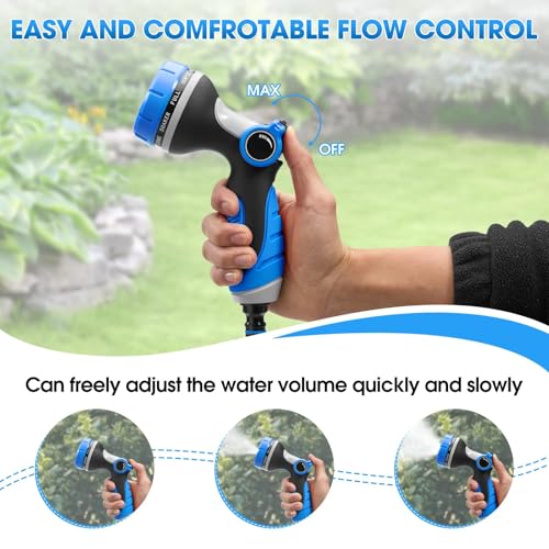Garden Hose Nozzles,Hose Spray Nozzle with Adjustable 10 Watering Patterns - color: Blue&Blue