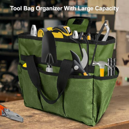 Portable Gardening Tool Tote Bag Organizer with 16 Pockets & Handle - color: Army Green