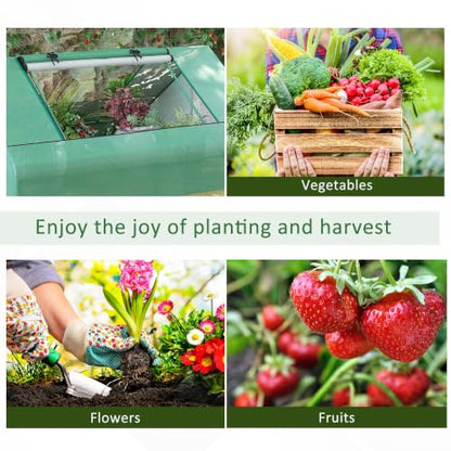 Outsunny 71" x 55" x 32" Mini Greenhouse Outdoor with Zipper Windows Green