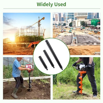 3 Auger Extension Bits 3/4in Shaft, 9.4/12.6/20.9in Bars for Earth Drilling - color: Thick version