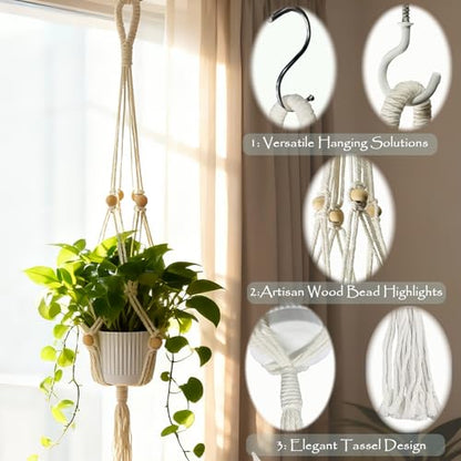 2-Pack Macrame Plant Hangers, 35 Inch