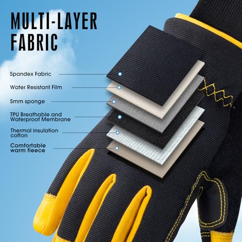 Waterproof Insulated Winter Work Gloves for Men, 3M Thinsulate - size: Medium
