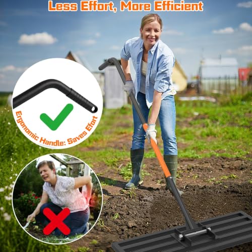 COZEER 30" x 10" Leveling Rake,Leveler Tool with 78" Adjustable Handle