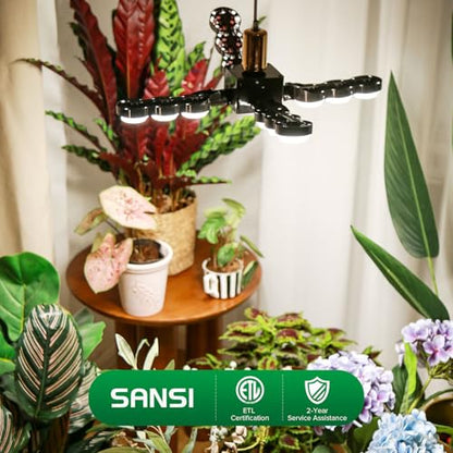 SANSI Grow Light for Indoor Large Plants, 80W High PPFD Dimmable, E26 Base - size: 80 Watts