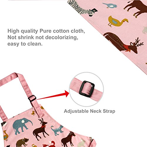 Jennice House Kids Aprons, Cotton Children Aprons with Adjustable Neck Strap Child Chef Aprons - color: Pink, size: Small