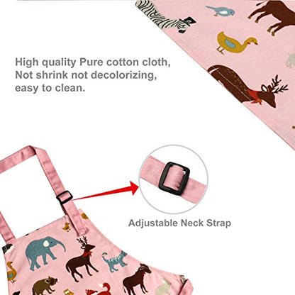 Jennice House Kids Aprons, Cotton Children Aprons with Adjustable Neck Strap Child Chef Aprons - color: Pink, size: Small