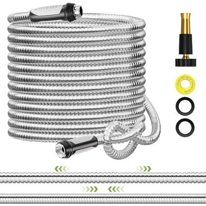 SPECILITE Expandable Metal Garden Water Hose 50 FT with Adjustable Nozzle - size: 50FT