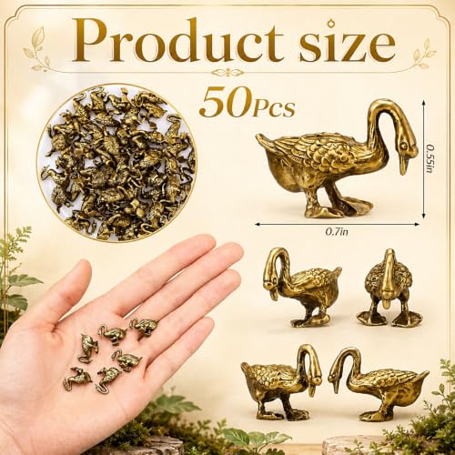 Civaner 50 Pcs Mini Brass Goose, Small Goose, Mini Metal Animals Statue - style: Goose