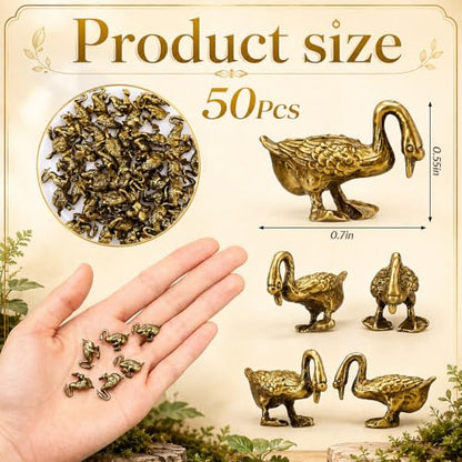 Civaner 50 Pcs Mini Brass Goose, Small Goose, Mini Metal Animals Statue - style: Goose