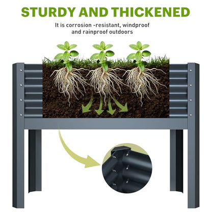 Galvanized Raised Garden Bed with Legs, 40x18x31.5inch Large Metal Elevated Planter Box for Outdoor, Patio, Balcony, Black