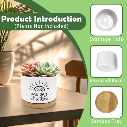 Inspirational Mental Health Planter Pots, One Day at a Time Affirmation Ceramic Succulent Plant Flower Planters(No Plants) - color: Style 03