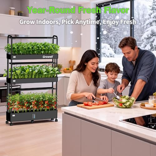 Growell 90 Pods Large Hydroponics Growing System Kit, Indoor Herb Garden - color: Black, size: 36" - 3 Tier (90 Pods)