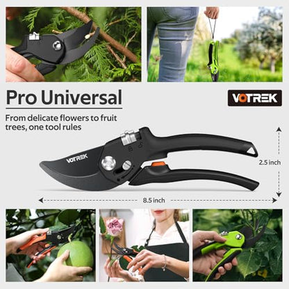 Pruning Shears, Patented Stepless Handle Opening for Any Hands - color: Classic Black