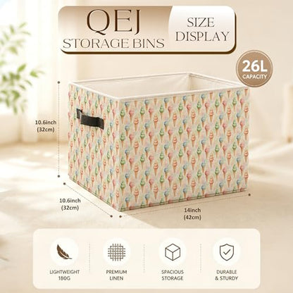 Pastel Ice-Creams Collapsible Laundry Basket with Handles - color: Iot cream
