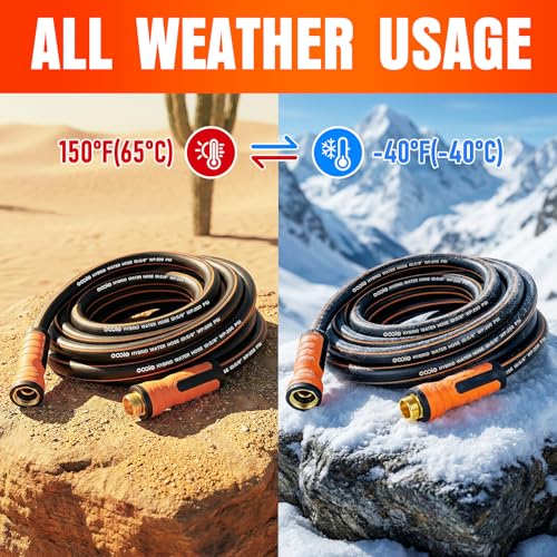Garden Hose 35 ft x 5/8", Heavy Duty Water Hose, Flexible and Durable, Kink Resistant Lightweight Hybrid Hose, Leakproof Yard Hose with Male to Female Fittings - color: Black, size: 35ft