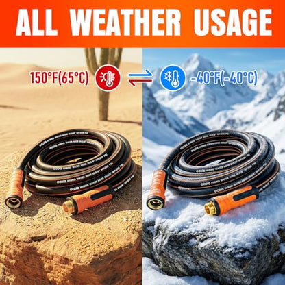 Short Garden Hose 10 ft x 5/8", Heavy Duty Small Flexible Water Hose, Kink Resistant Lightweight Hybrid Hose, Leakproof Yard Hose with Male to Female Fittings - color: Black, size: 10ft