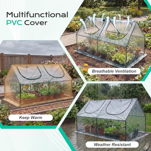 BPS 6x3x3 FT Mini Greenhouse with Roll-Up Zipper Windows, Transparent PVC - color: Transparent, size: 6x3x3 FT