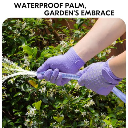 Vgo... Women's Gardening Gloves,Work Gloves,TPE Waterproof Palms, Anti-Slip,Breathable 3D Knit Back(TP1152) - size: Large
