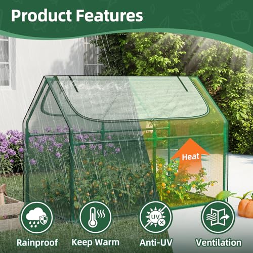 Superlele 4x2x3FT Mini Greenhouse with 2 Large Zipper Doors for Outdoor - style: (Green)-4x2x3Ft