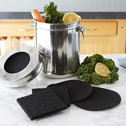 RSVP International Charcoal Compost Bin Filter 2-Piece Set Helps Keep Kitchen Smelling Fresh, Replacement - 1 Gallon Bin/Pail - size: Filter Replacement, 2-Piece, 0.5-Gallon