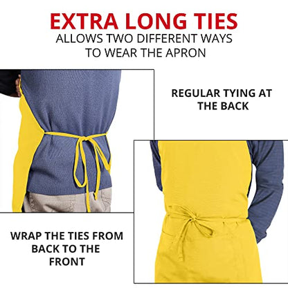 Utopia Kitchen Bib Aprons 2 Pack Adjustable With 2 Pockets - color: Yellow