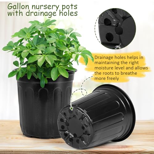 OUPSAUI 2/3/5 Gallon Pots for Plants,Flexible Gallon Plastic Nursery Pots with Drainage Holes, Plastic Pots for Outdoor Plants (2Gal-36pcs) - size: 2Gal-36pcs