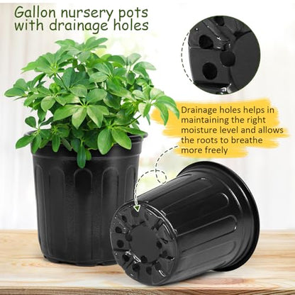 OUPSAUI 2/3/5 Gallon Pots for Plants,Flexible Gallon Plastic Nursery Pots with Drainage Holes, Plastic Pots for Outdoor Plants (2Gal-36pcs) - size: 2Gal-36pcs