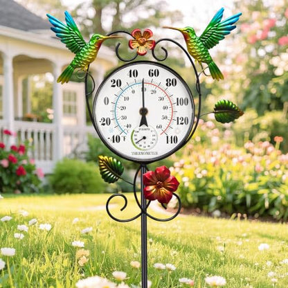 Hummingbird Outdoor Thermometer with 35.7" Stake Waterproof - style: Hummingbird