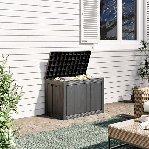 45 Gallon Outdoor Storage Box Waterproof Deck Box Patio Storage - color: Black, style: 45Gallon