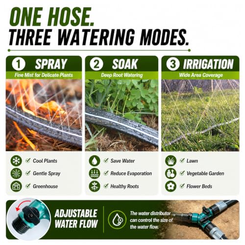 Sprinkler Hose with Holes 100 Ft (25ft 4pack) for Garden Watering - size: 100 ft (25ftx4pack)
