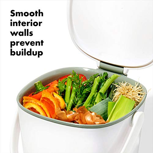 OXO Good Grips Easy-Clean Compost Bin, White, 0.75 Gal - color: White, size: 0.75 Gallon