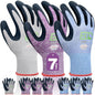 7 Pairs Women Gardening Gloves, EN388 2131X Outdoor Protective Work Gloves with Breathable Micro-Foam Coating for Gardening, General Purpose, Courtyard, 3 Purple + 3Blue +1 Grey - size: Small