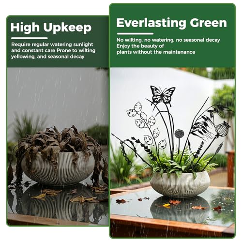 9-Piece Black Metal Butterfly Meadow Garden Stake Set - style: Black_Butterfly Meadow Set