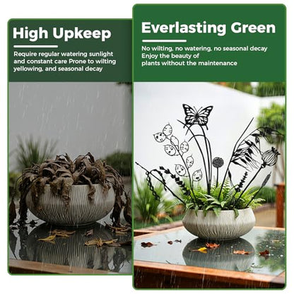 9-Piece Black Metal Butterfly Meadow Garden Stake Set - style: Black_Butterfly Meadow Set