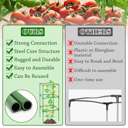 ZeeDix 60 Inch 4 Pack Heavy Duty Tomato Cages with Clips - color: Green-4 Pack, size: 60-inch