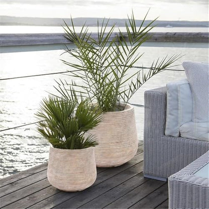 LuxenHome 17" Round Planters for Indoor Plants, Distressed Large Plant Pot