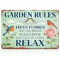 Garden Rules Metal Tin,Relaxing Outdoor Sign