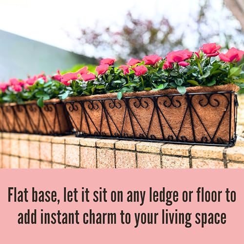 LaLaGreen Black Wall Planter (24 in, 4 Pack) Coco Liner Window Box Trough - size: 24" (61cm) x 4 Pack