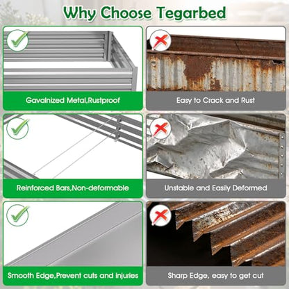 8x4x1FT Galvanized Raised Garden Bed, Metal Planter, Silver,1 Pack - size: 8x4x1FT